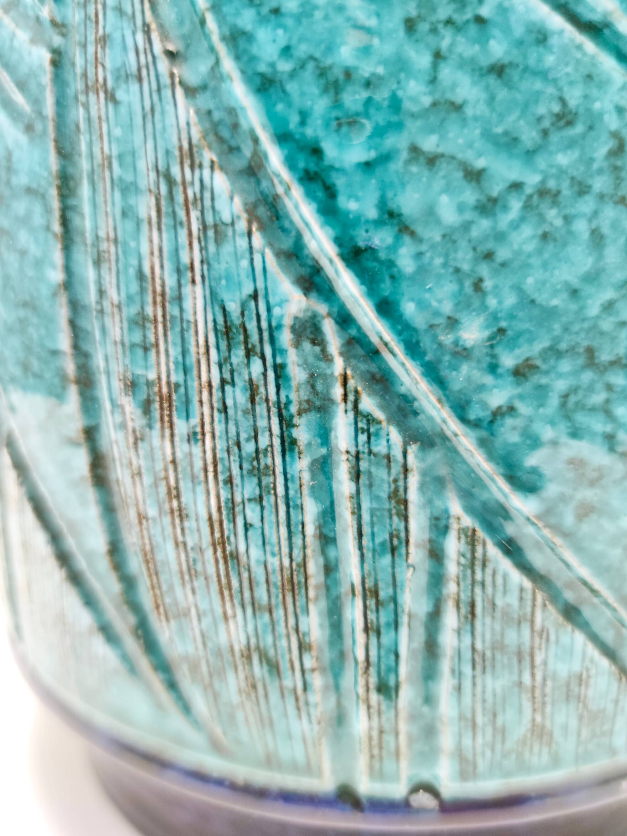 Blue and Teal Ceramic Vase in the style of Bitossi