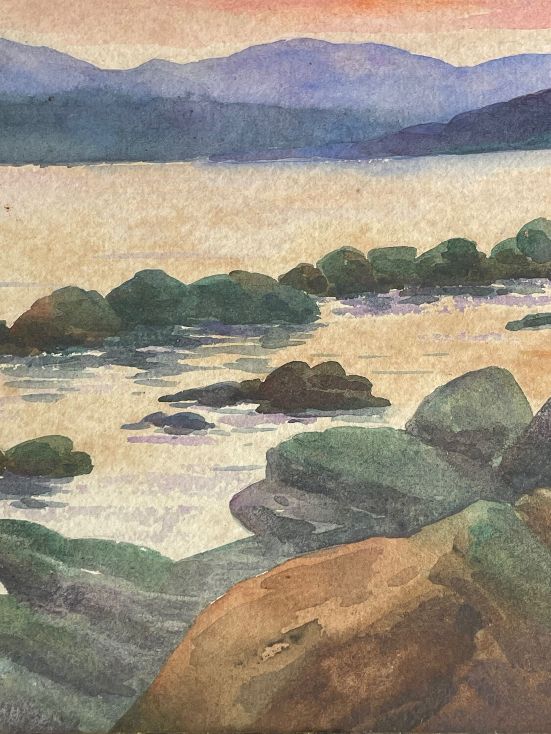 Old sunset painting painting early 20th century