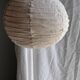 Average suspension in rattan and natural linen, round Japanese style, pink D40.