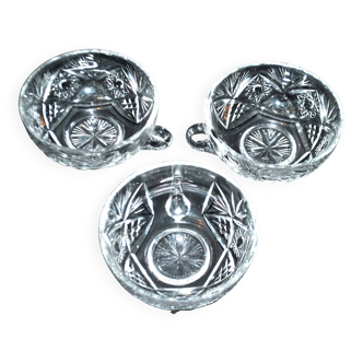 Lot de 3 tasses en cristal taillé - coupes à glace Cristalleries Lorraines Lemberg