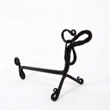 Pair of wrought iron dachshund andirons