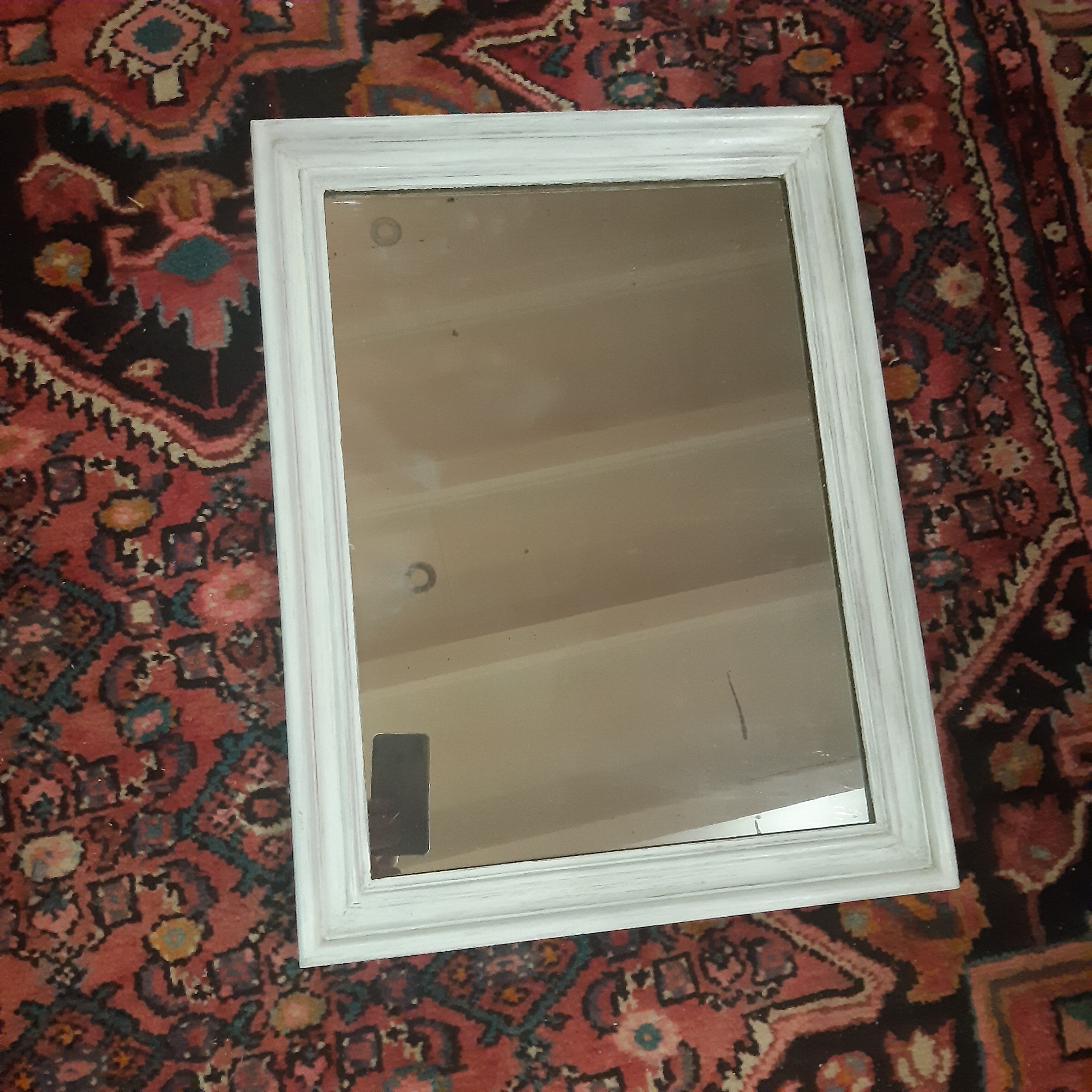 Mirror, wood, old, white patina