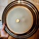 Art deco ceiling light in brass and textured glass