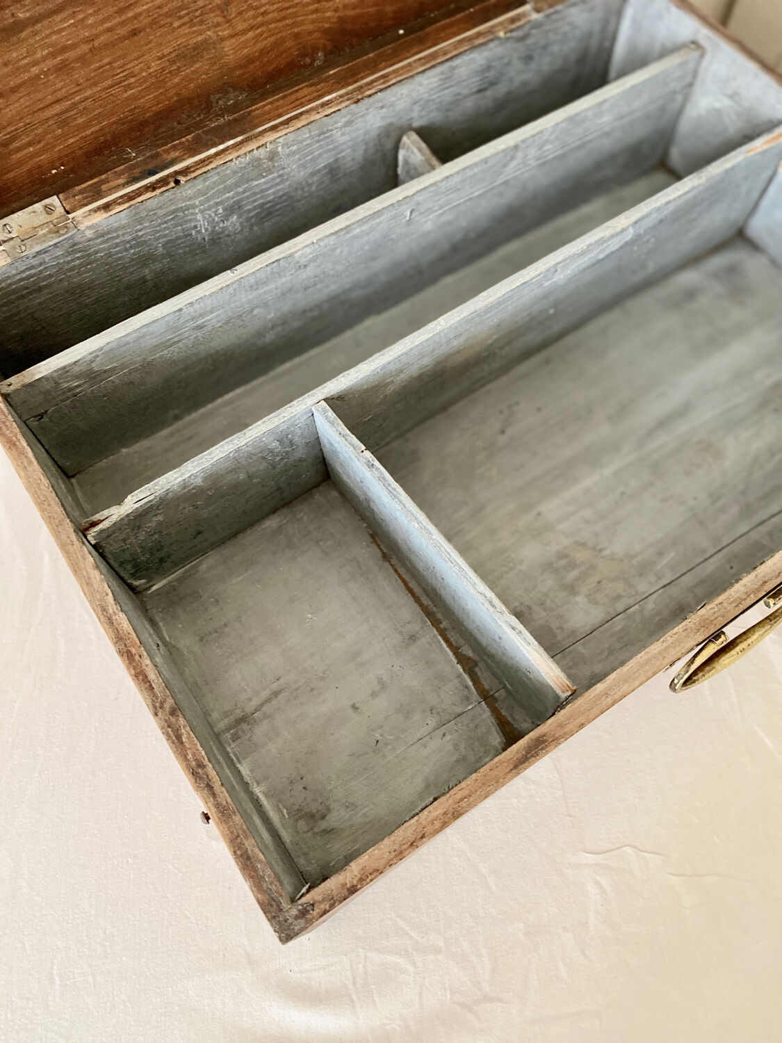 Wooden storage chest old vintage tool box