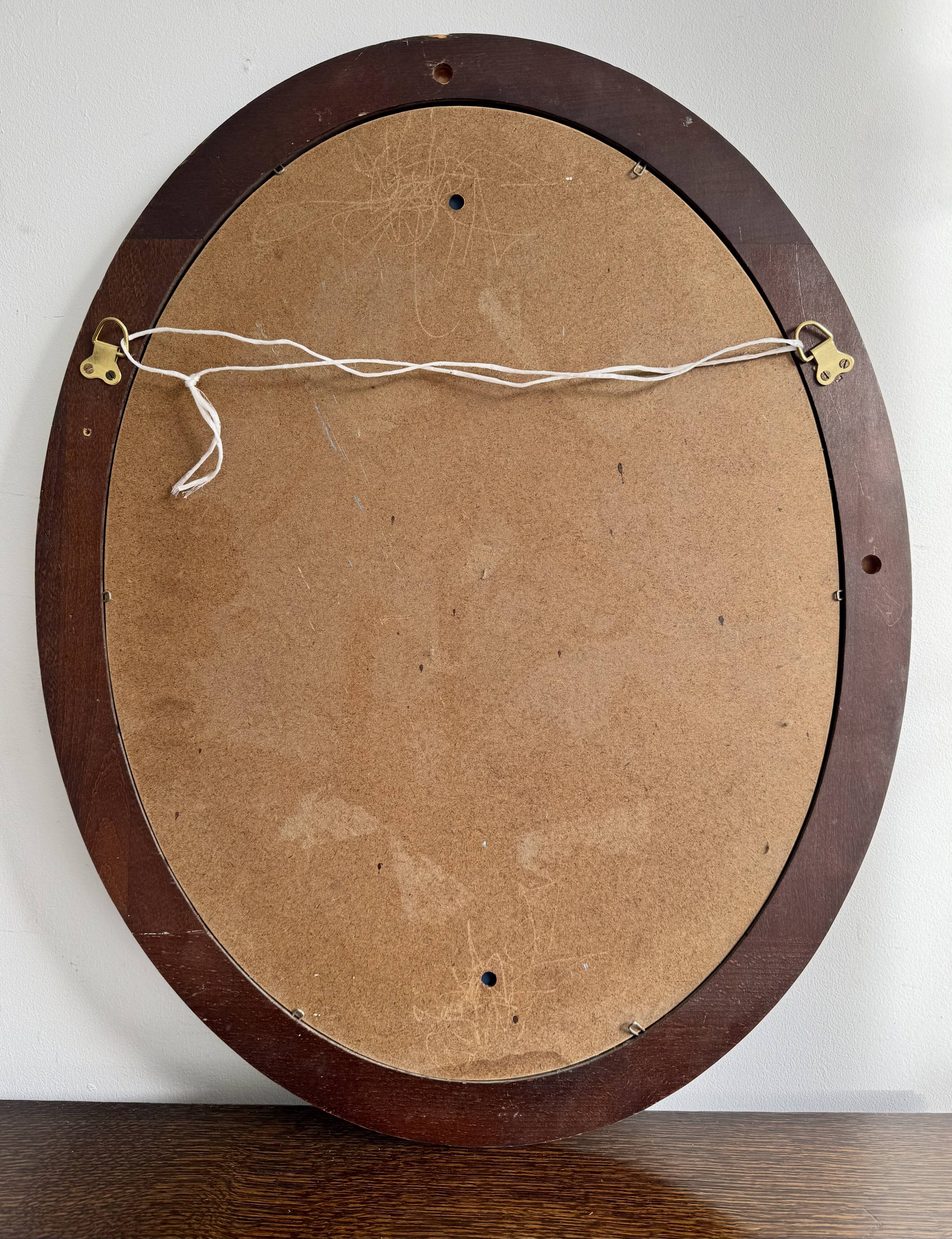 Vintage Oval Mirror Wooden Frame