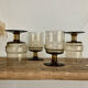 4 vintage smoked glass glasses "Willem Heesen"
