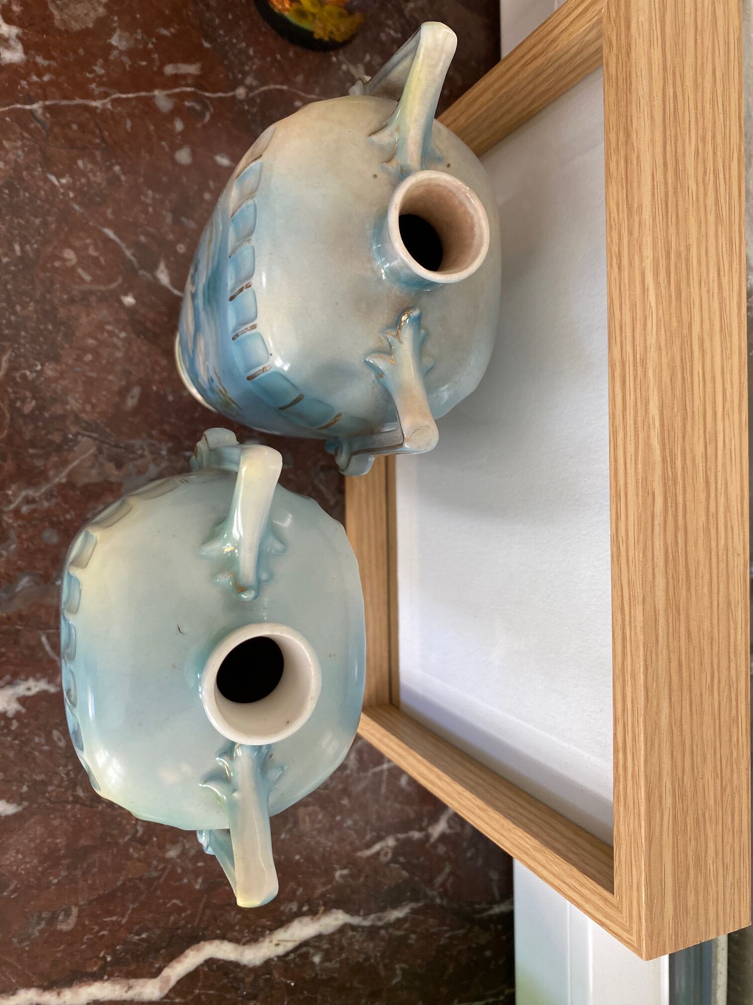 Paire de vases art nouveau décor lacustre