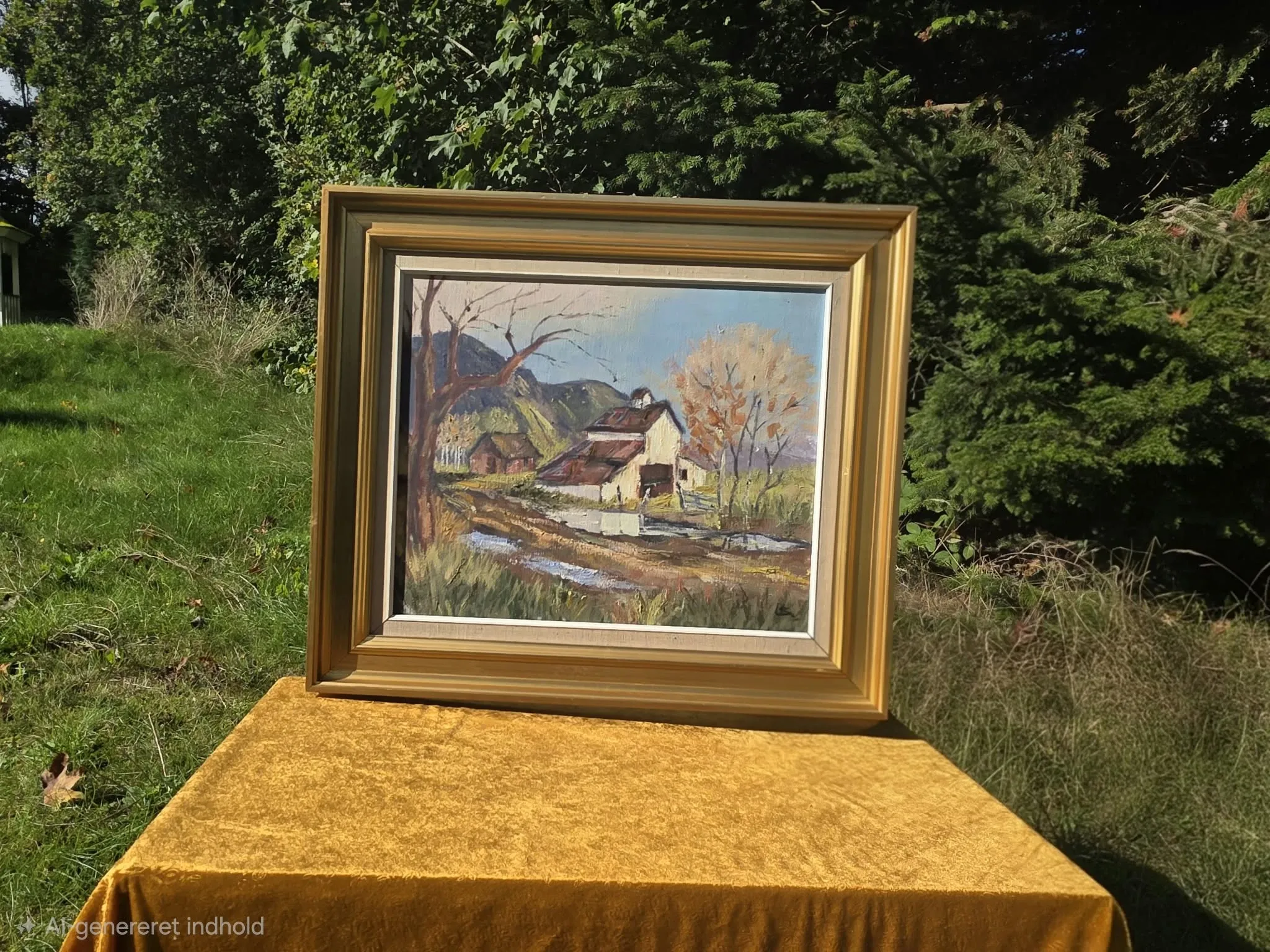 Vintage Oil Landscape Painting - Impasto Barn Scene