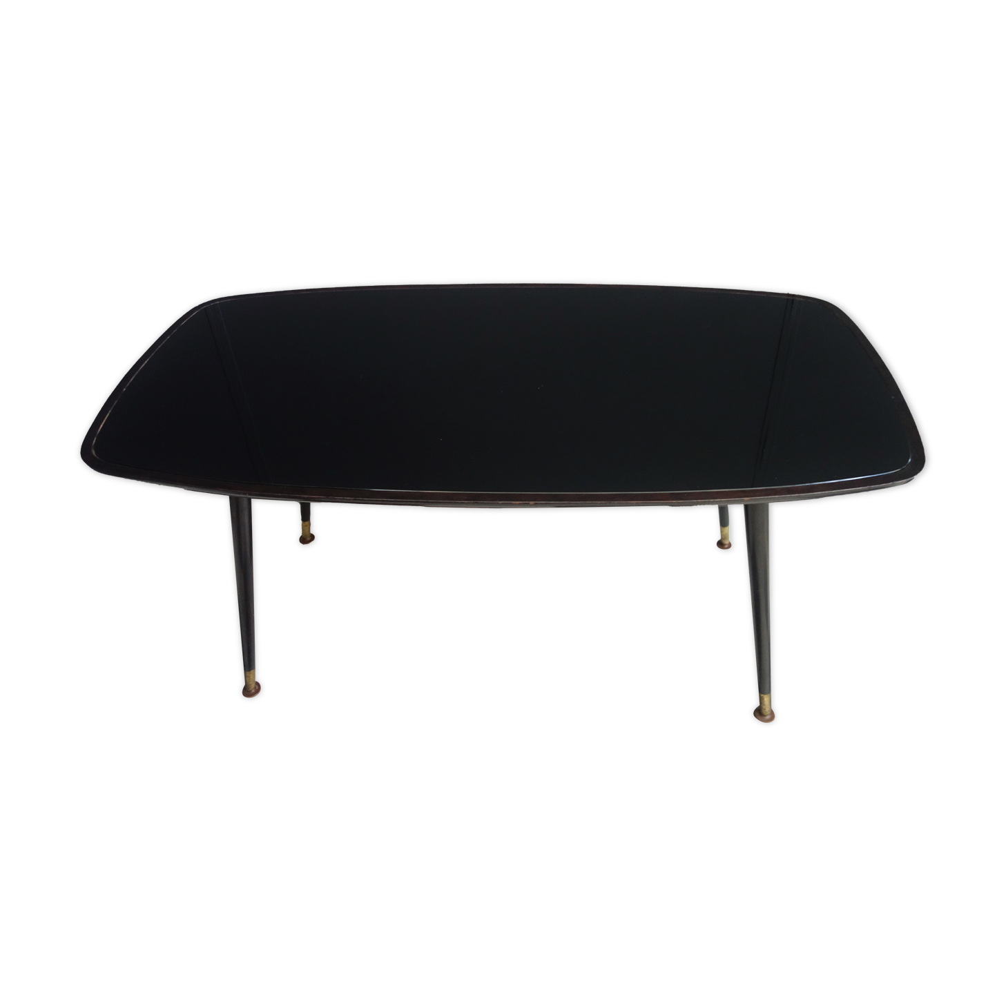 Black coffee table with Black glass plate 1960s