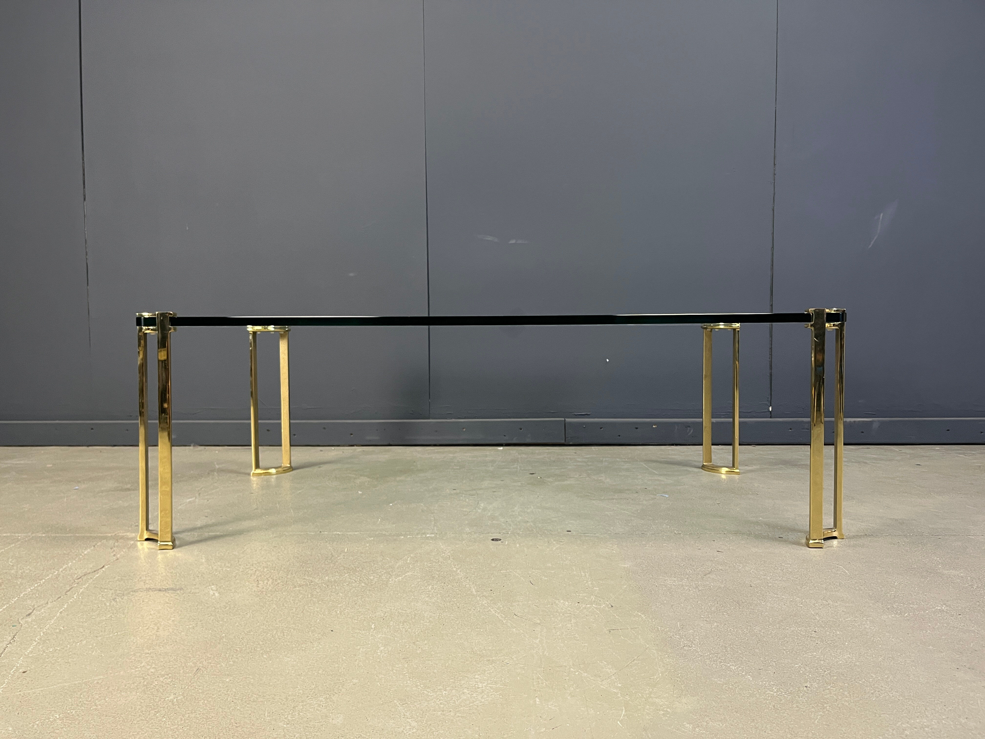 Peter Ghyczy style coffee table in brass and glass