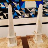 1970s Stunning Pair of Big Obelisks in Marble of Carrara.