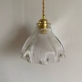 Vintage glass holophane pendant light