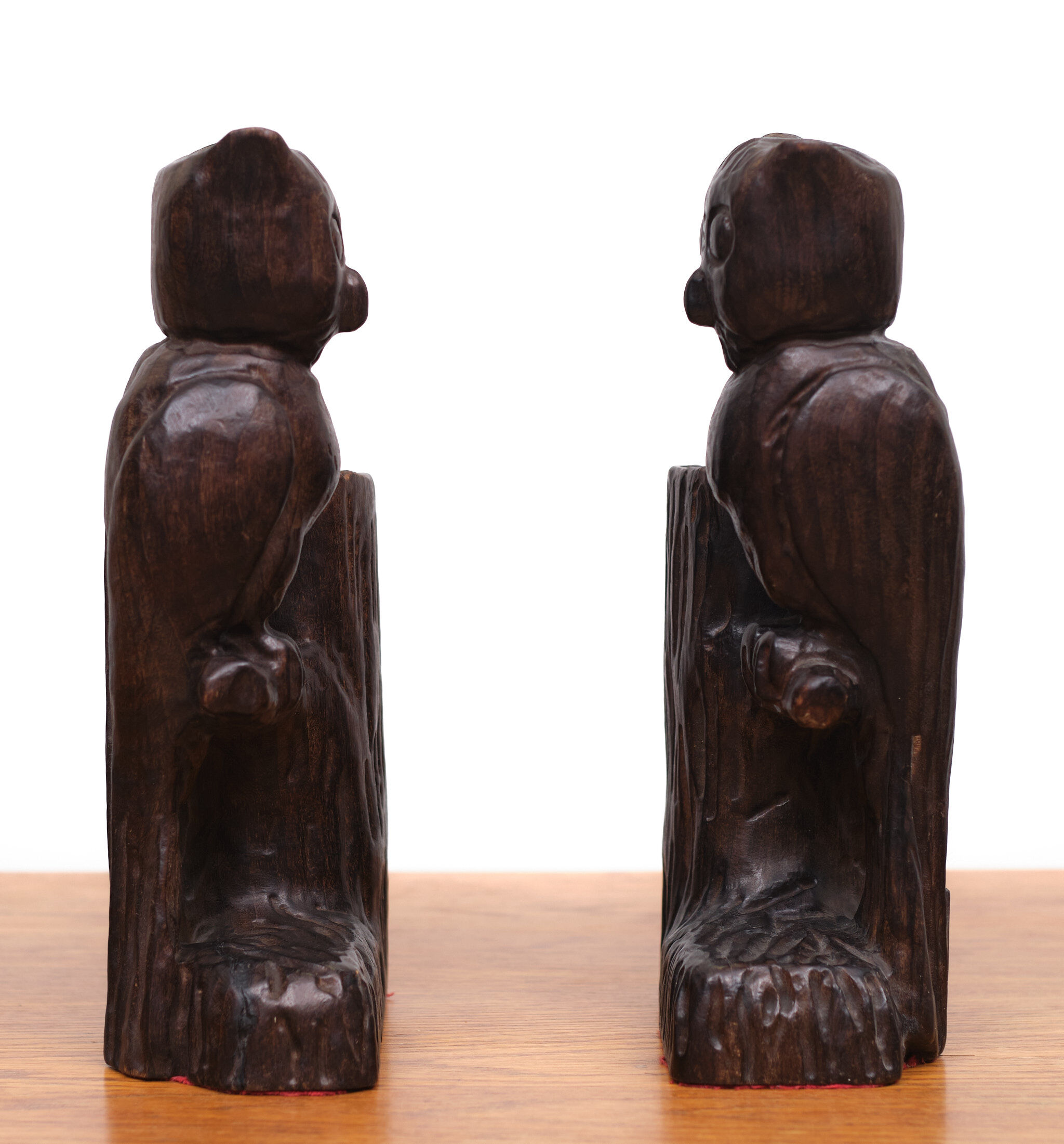 Vintage Owl Bookends Wood Spain, 1960s