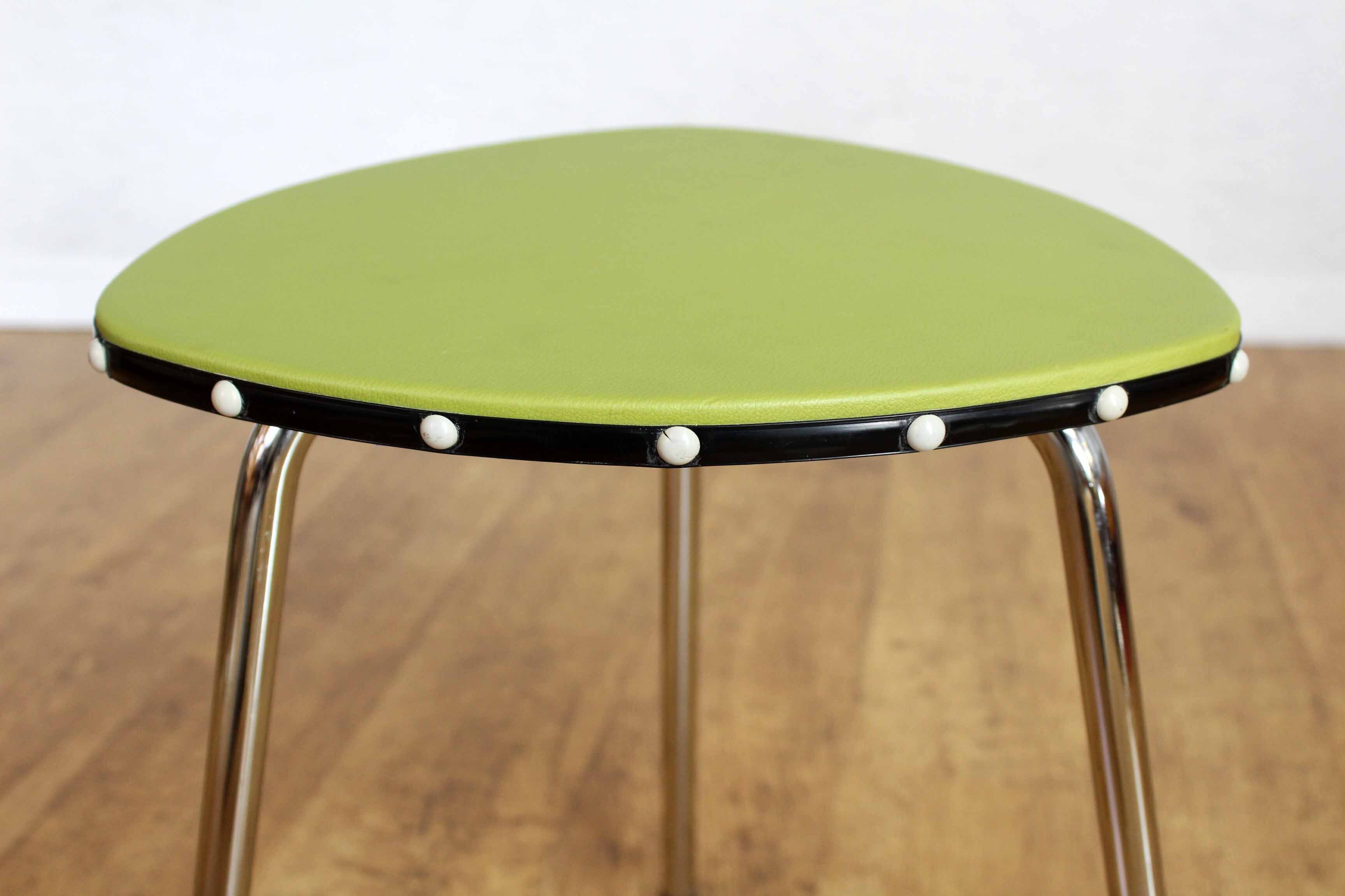 Vintage green and chrome stool