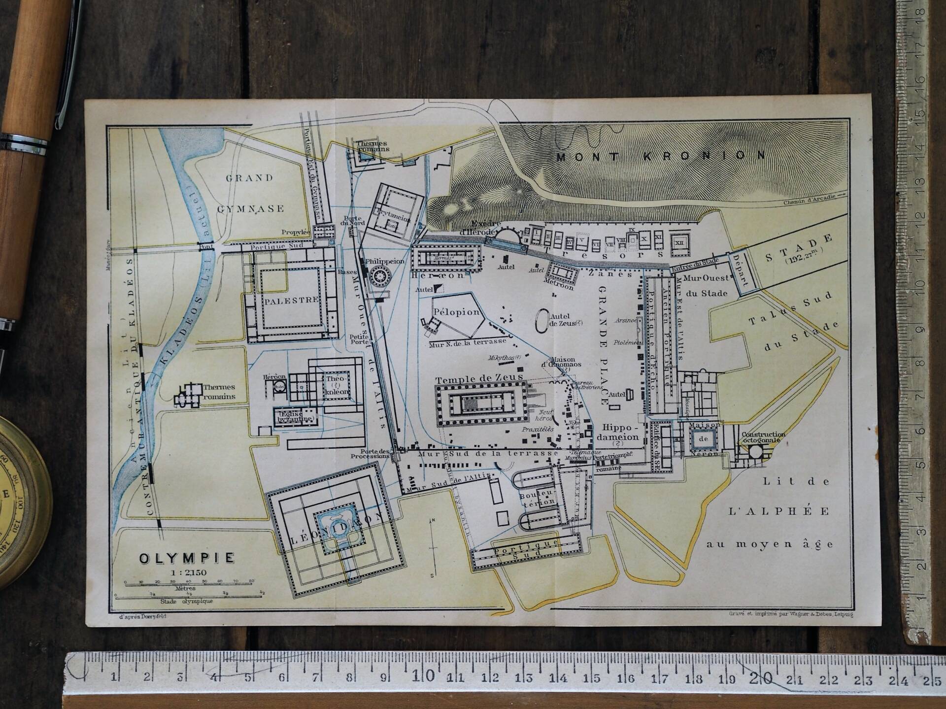 Sanctuary of Olympia, Greece, original plan printed in 1910.