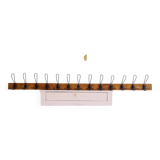 Antique wooden wall coat rack with metal hooks L200