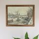 Watercolor by guy marc (1918-1995). port of rouen, 1974