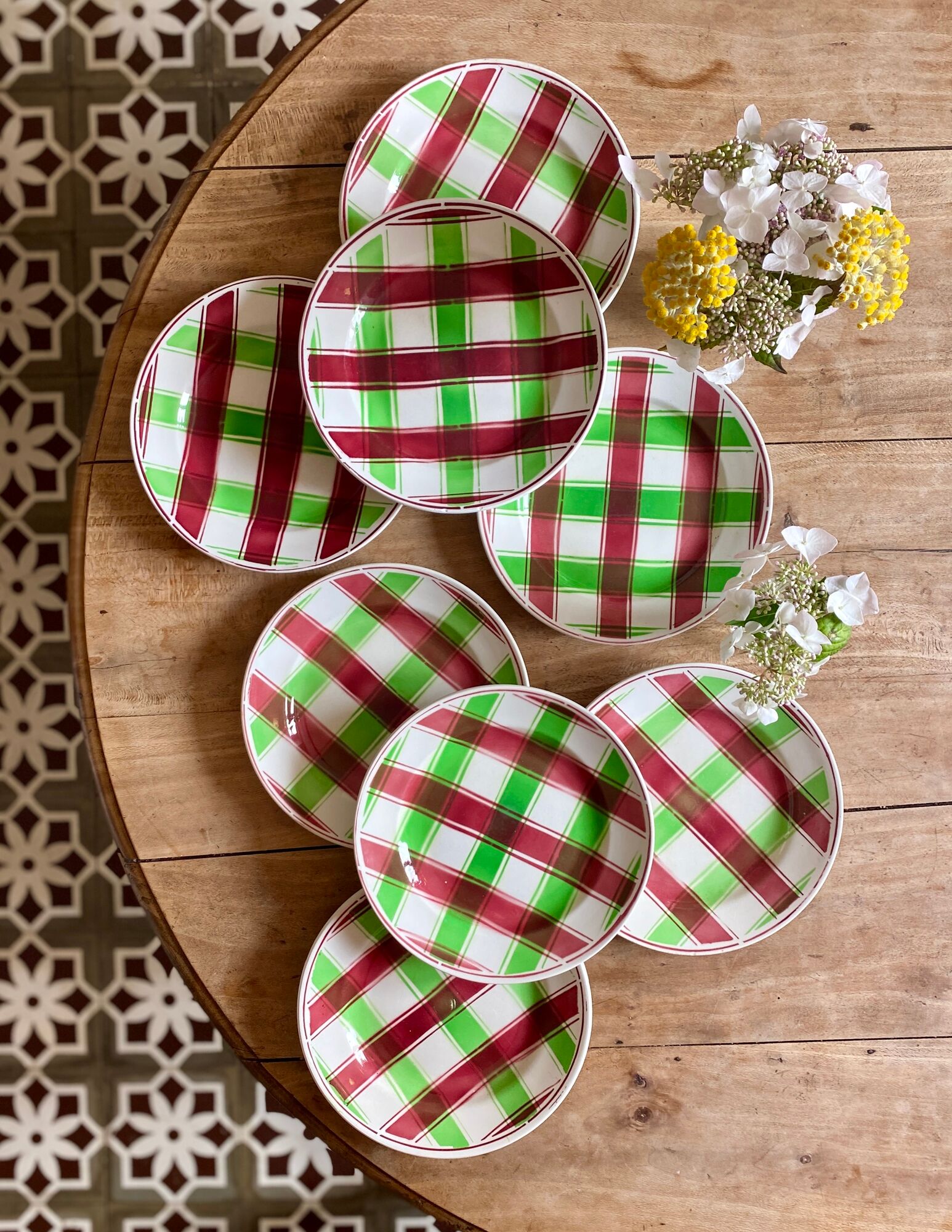 Set of 8 old flat plates, Sousse models by Digoin Sarreguemines