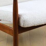 GFM-64 Brown Armchair in White Ivory Bouclé attributed to Edmund Homa, 1970s