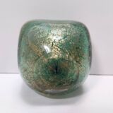 Green Gold Flecked Sommerso Glass Bonbonnière / Trinket Bowl by Venini, Ita