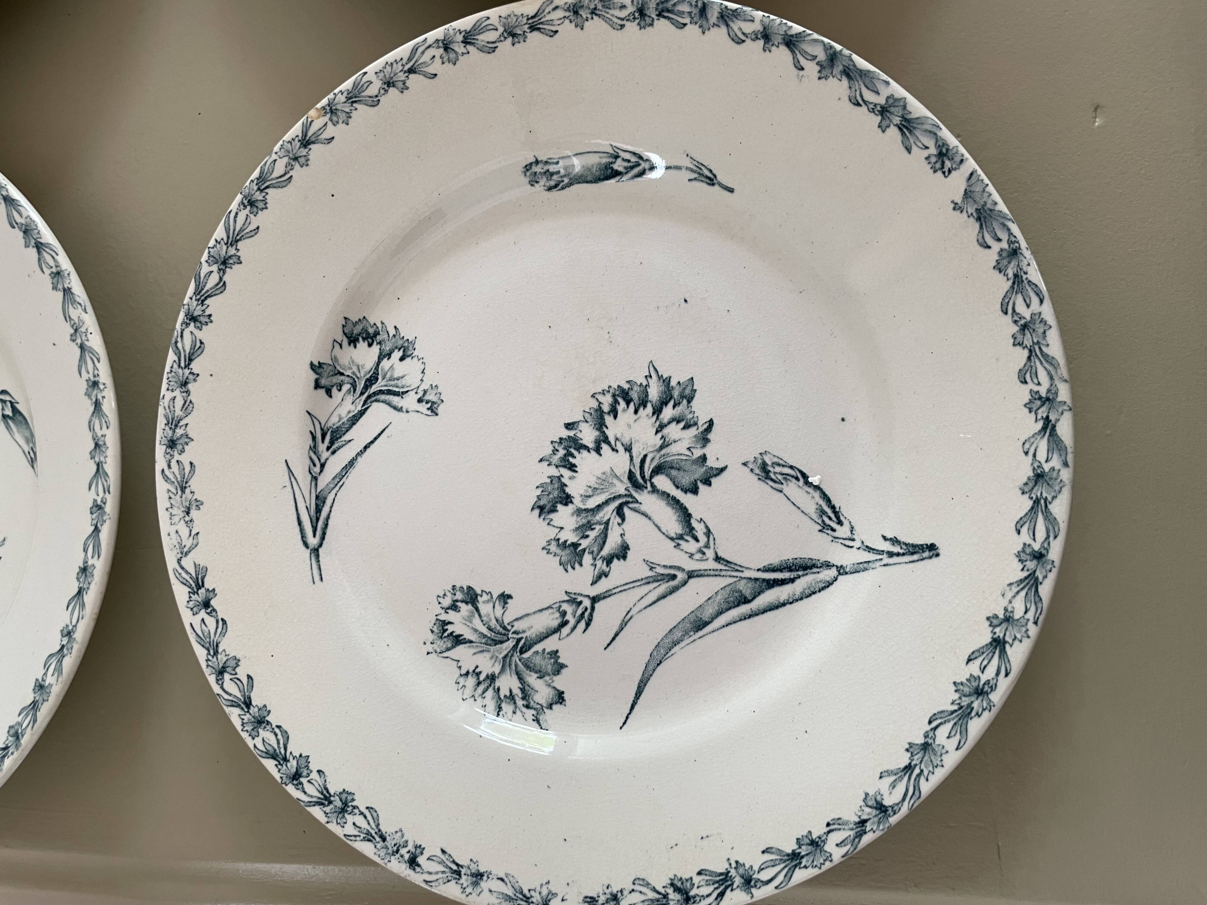 Set of 10 Lunéville ironstone soup plates, Oeillet model