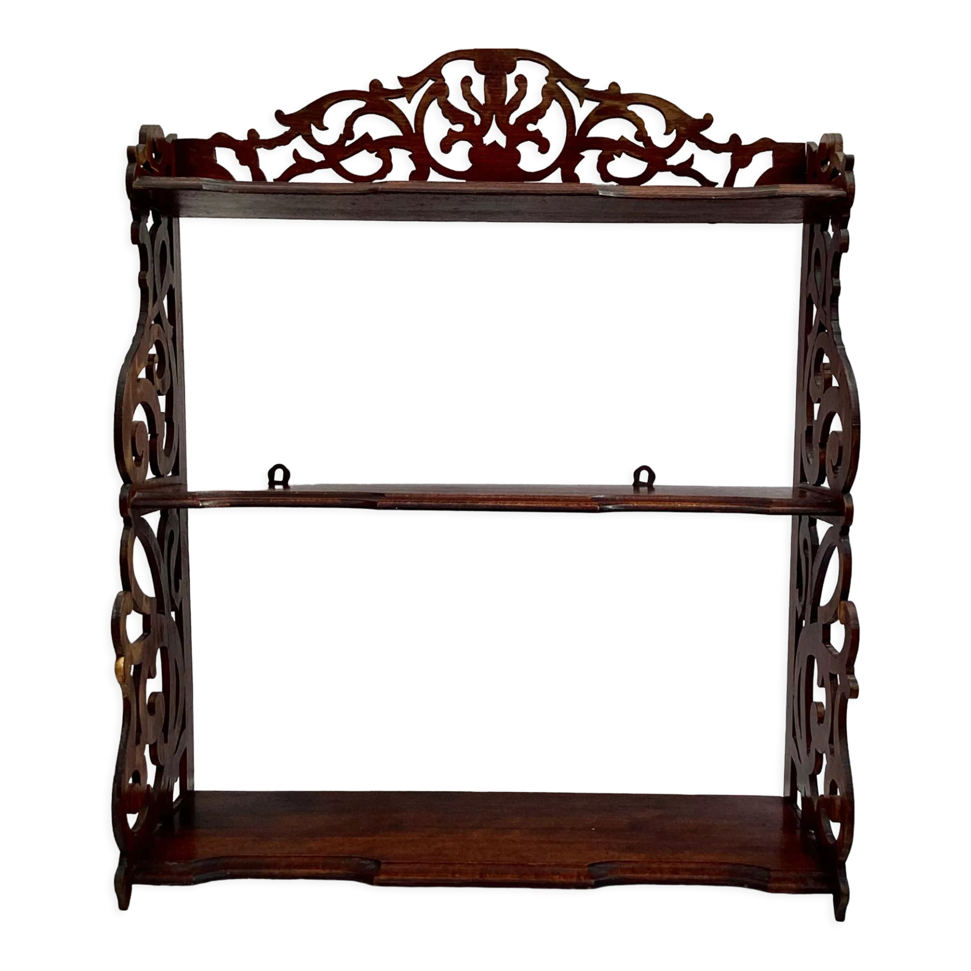 Old wall shelf in worked wood dimension: height -67cm- width --55cm-