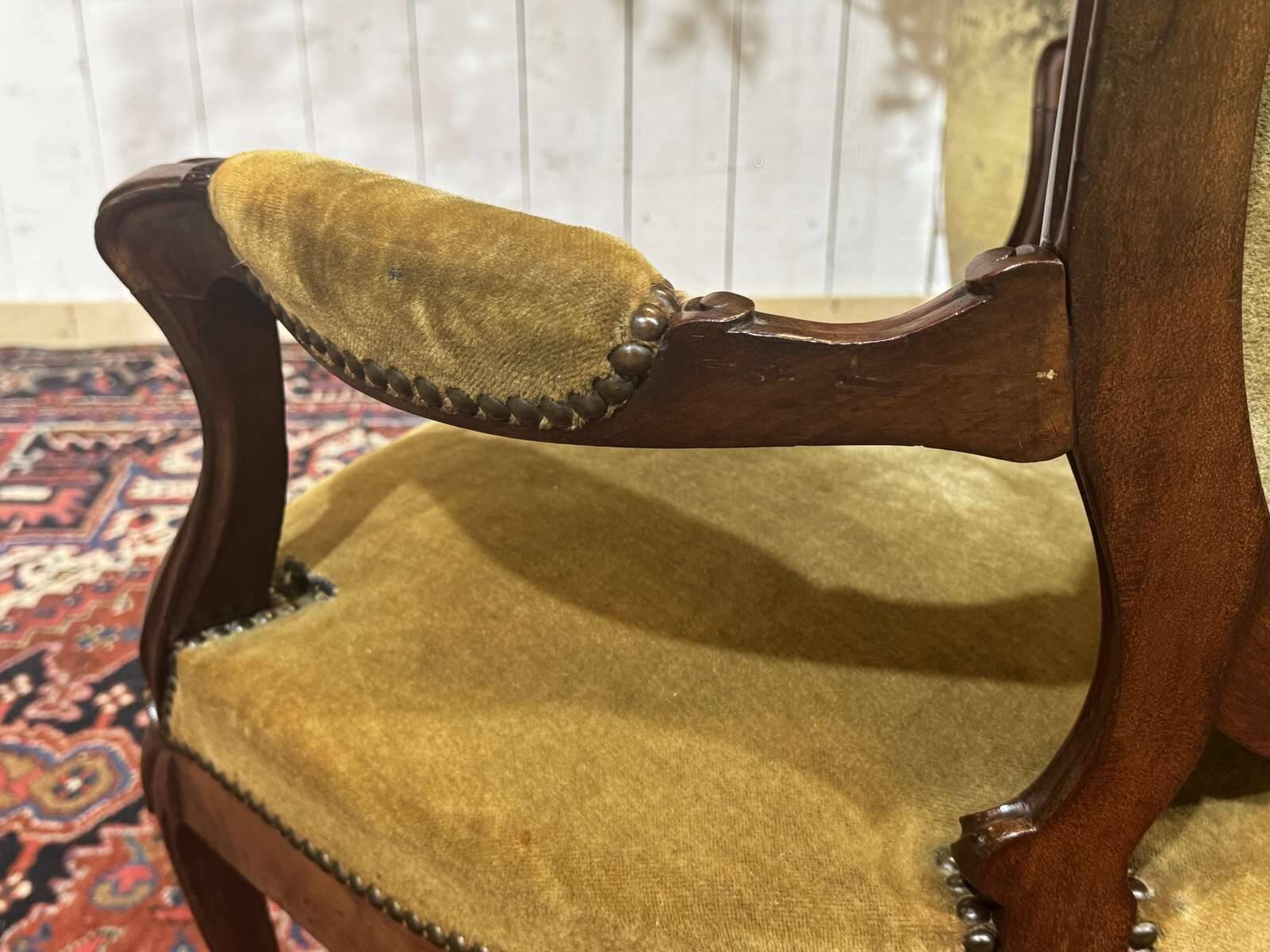 Paire de fauteuils Napoléon III XIXème en acajou
