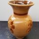 Beige ceramic vase with vintage brown flower decor