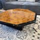Table basse en loupe d’orme vintage 70s