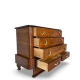 Commode italienne Art déco en ronce de noyer, années 1920