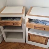 Pair of vintage beech bedside tables