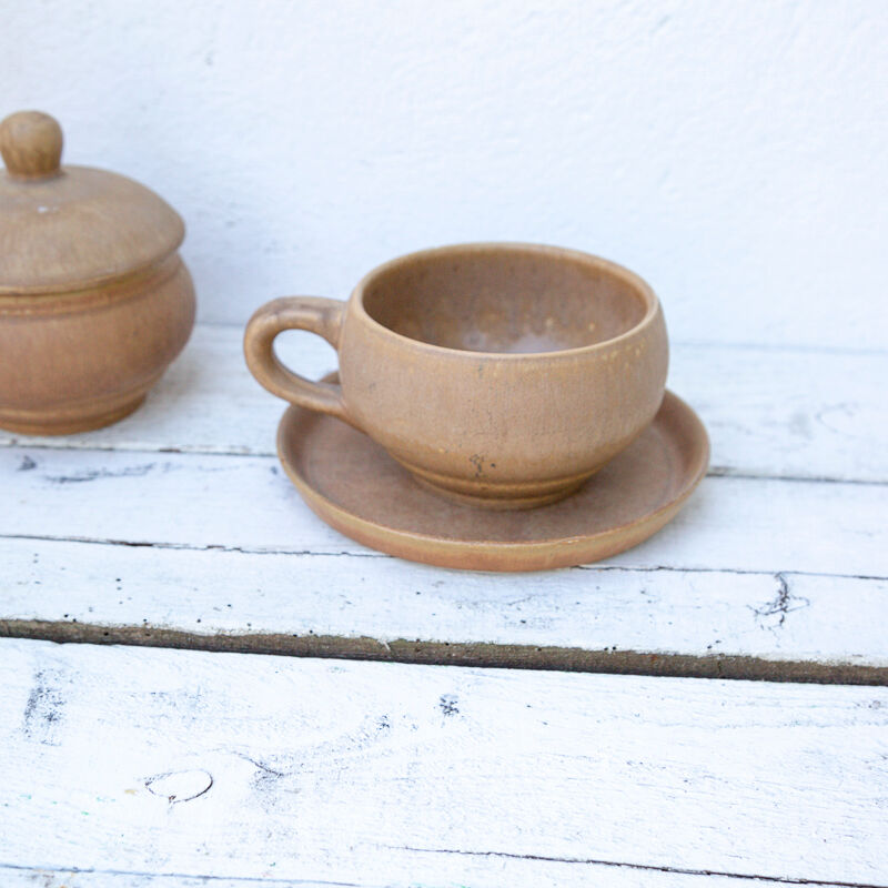 Tea cup, saucer and sugar pot Rhodaceram