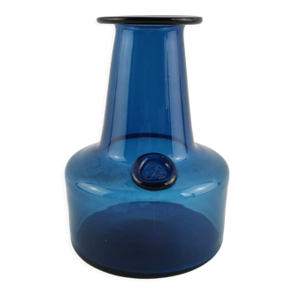 Blue glass vase Scandinavian design Jacob Eiler Bang 60's