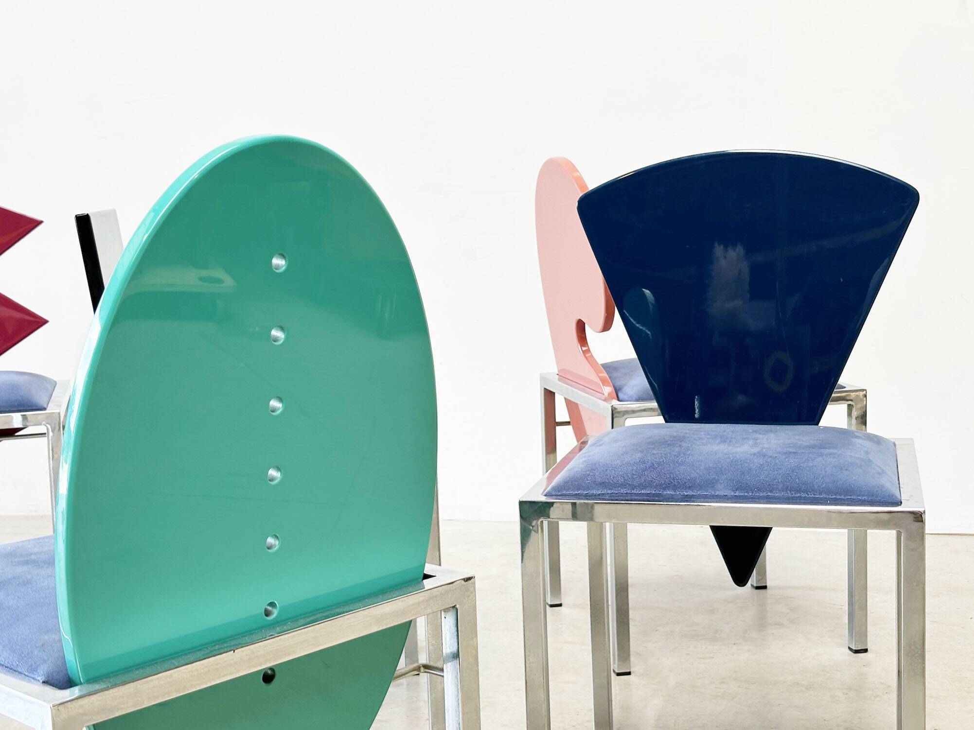 Set of 6 postmodern dining chairs by Salvati e Tresoldi for Omaggi / Saporiti