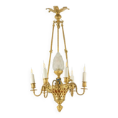 Louis XVI style chandelier in gilded bronze. Circa 1900.