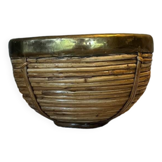 Brass rattan fruit basket