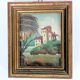 Pair of small Italian oil paintings, flowers and landscape.