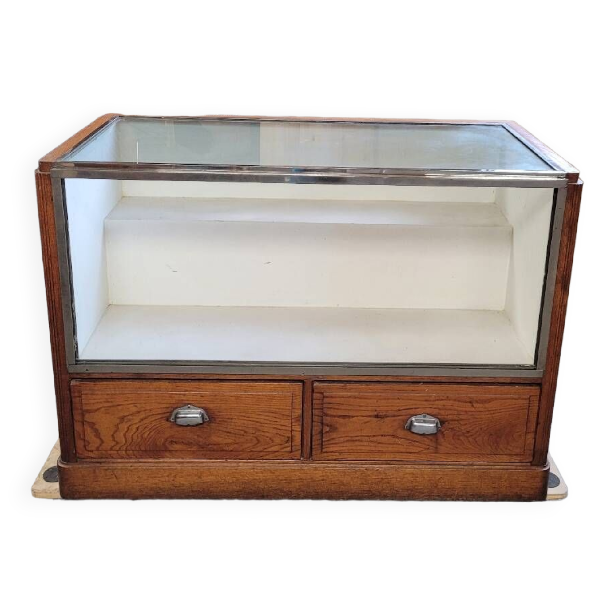 Shop counter display cabinet with old drawers, 1900s