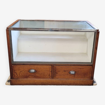 Shop counter display cabinet with old drawers, 1900s