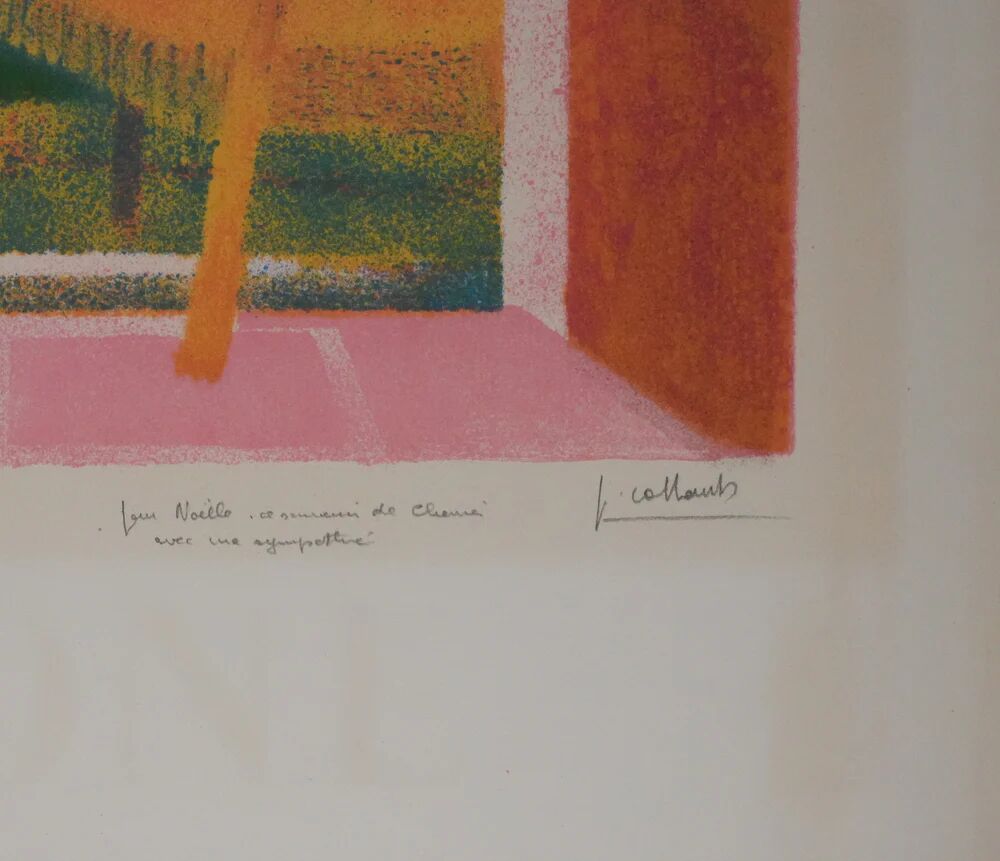 Paul COLLOMB: The garden at night, original signed lithograph.