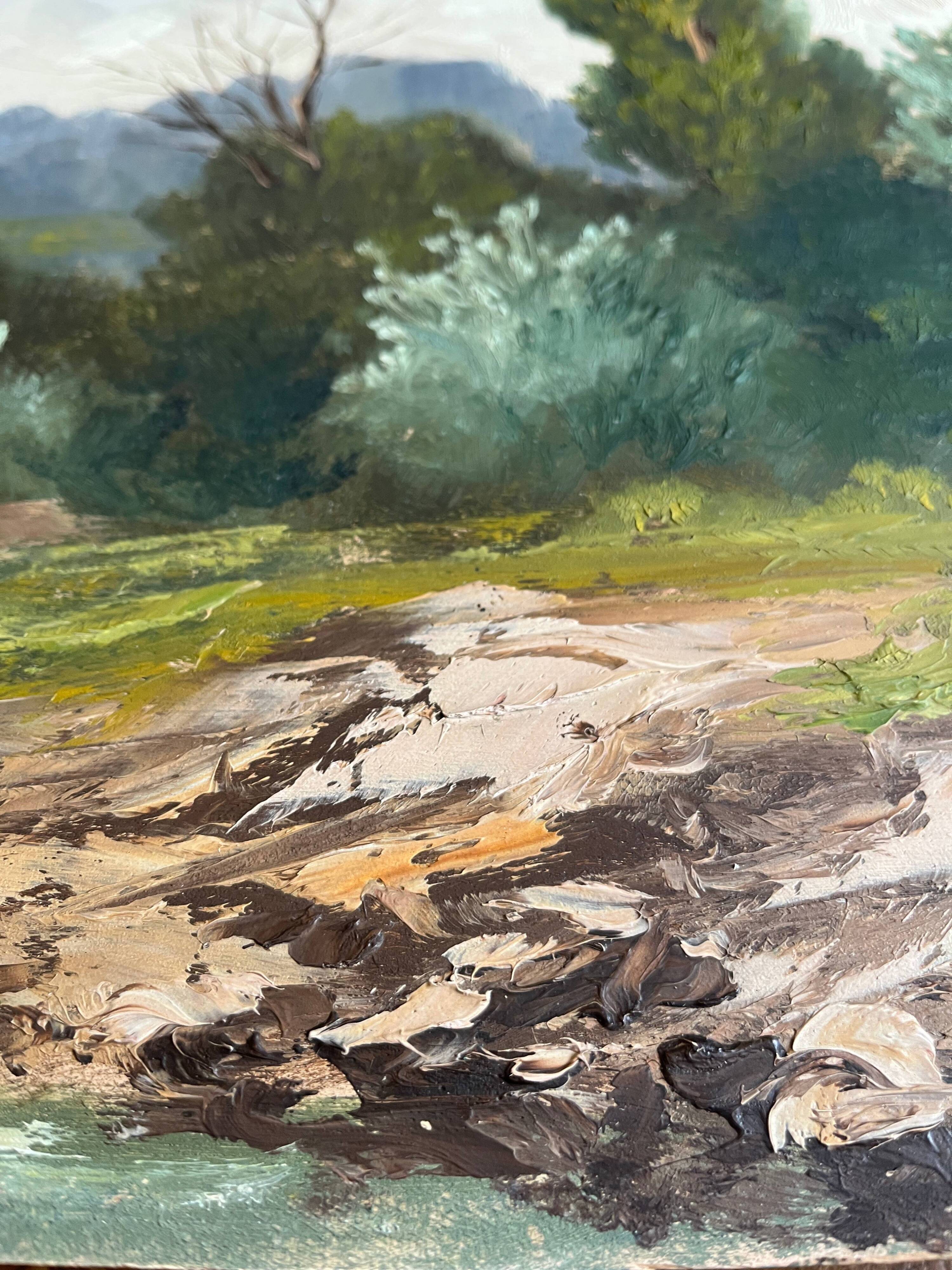 HSP painting "Landscape at the water's edge" signed Marcel Lemagny (20th century)