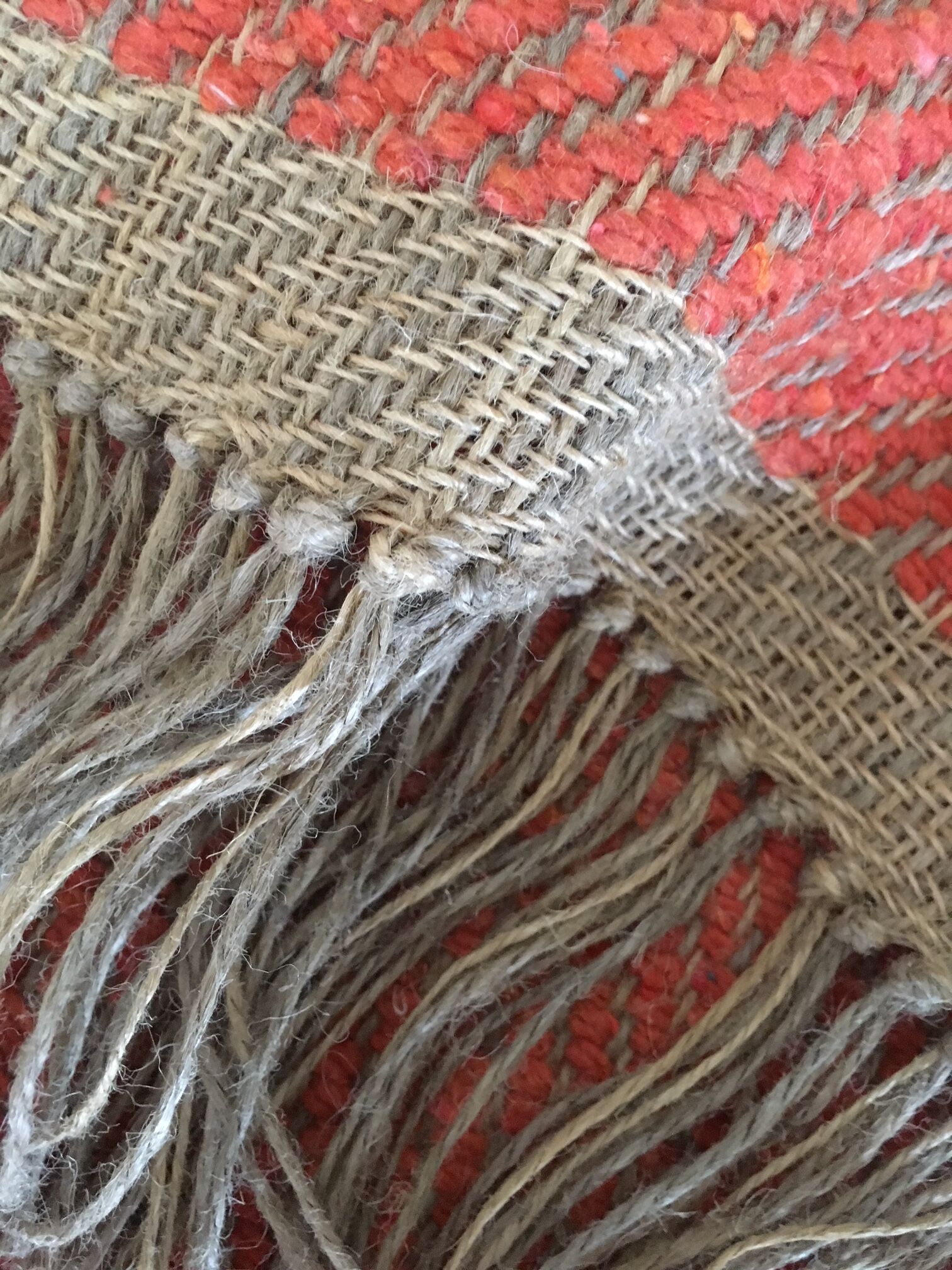 Hemp and wool woven carpet 146x61 cm