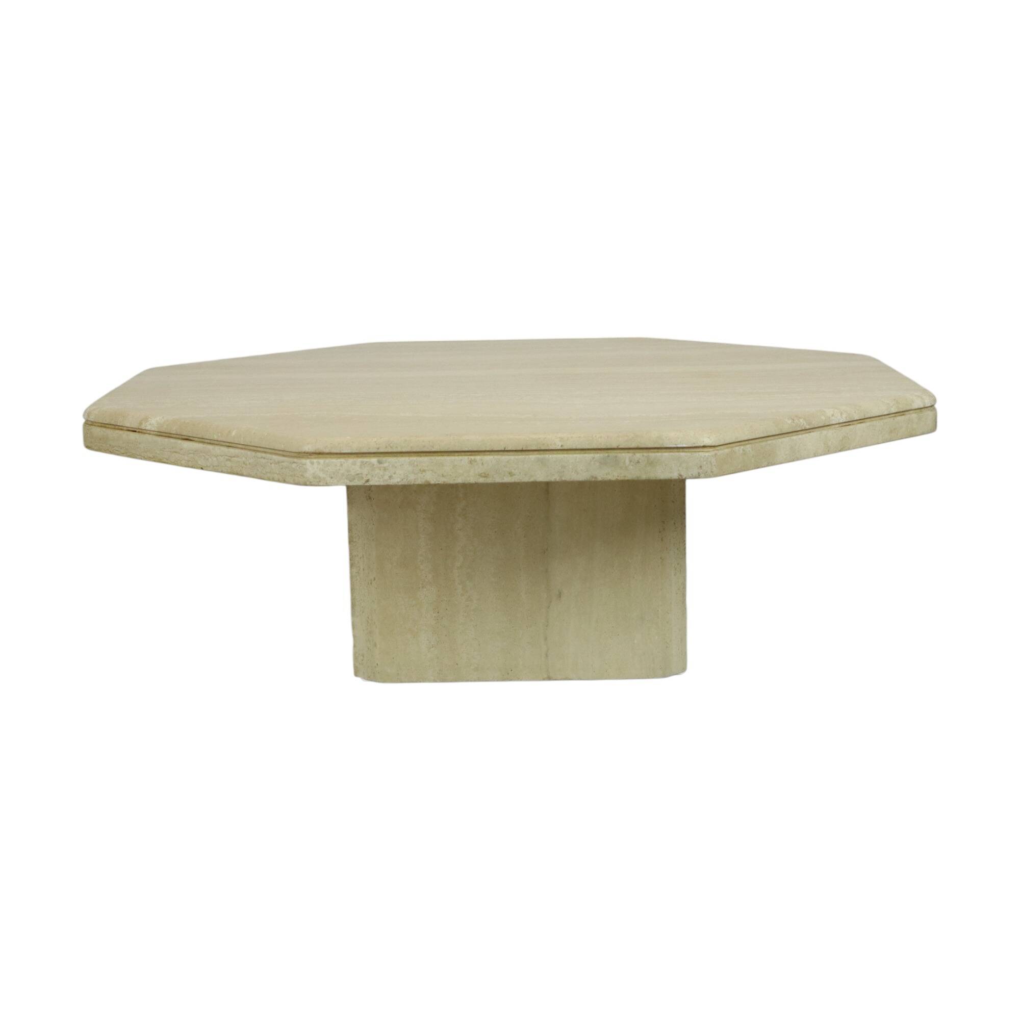 Vintage Octagonal Travertine Coffee Table 1970s Italian Design