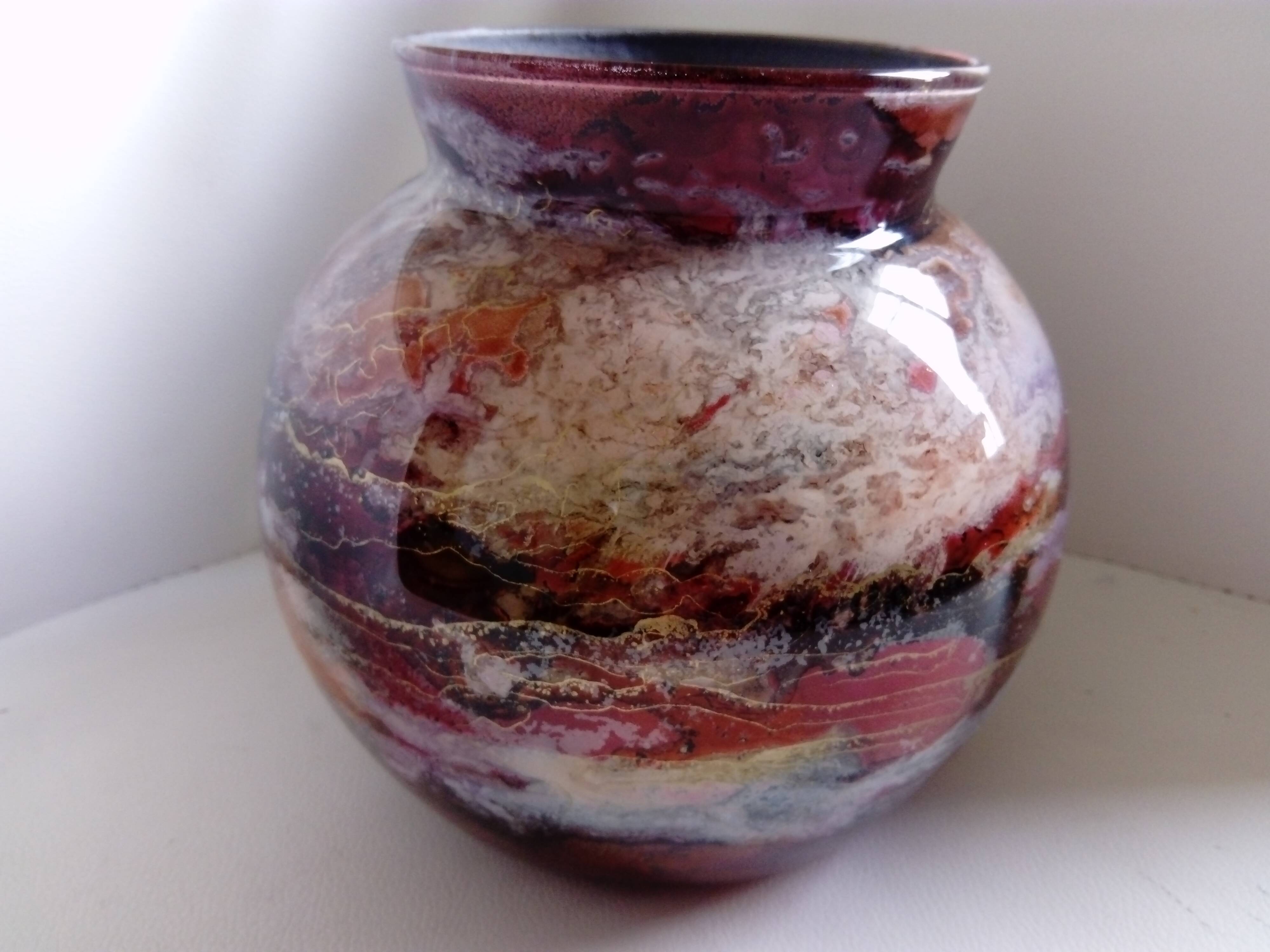 Lacquered glass ball vase by Jean Noel Bouillet