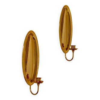 Pair of Mid-Century Swedish 24K Gold Plated Sconces by Scandia