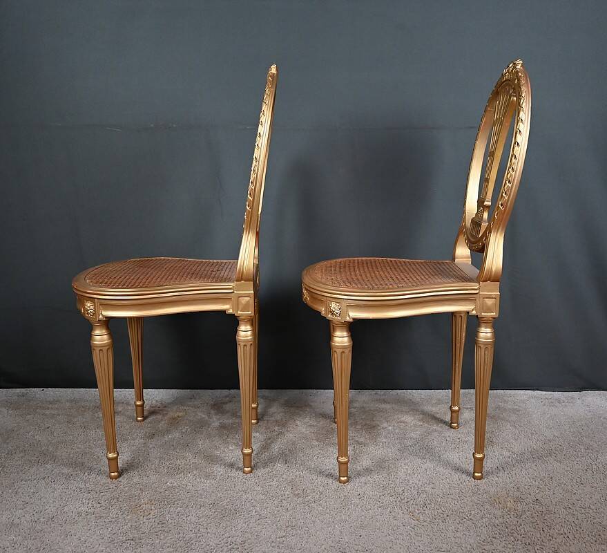Paire de Chaises en Bois Doré, style Louis XVI – Début XXe