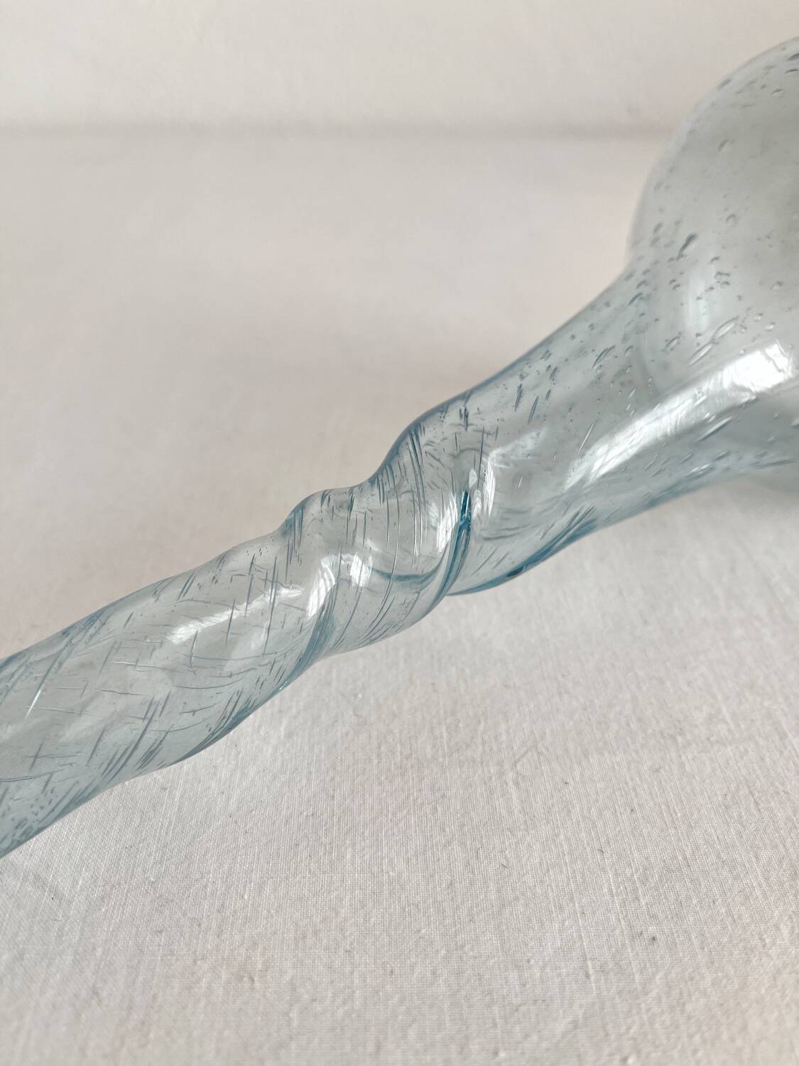 Vintage Biot blown glass soliflore vase with twisted bubbles