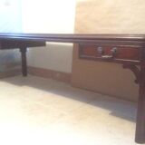 Coffee table in mahogany and leather