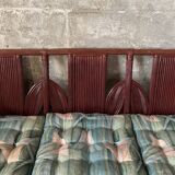 Pencil reed rattan bamboo coastal palm leaf bench sofa, Vivai del Sud 1970s