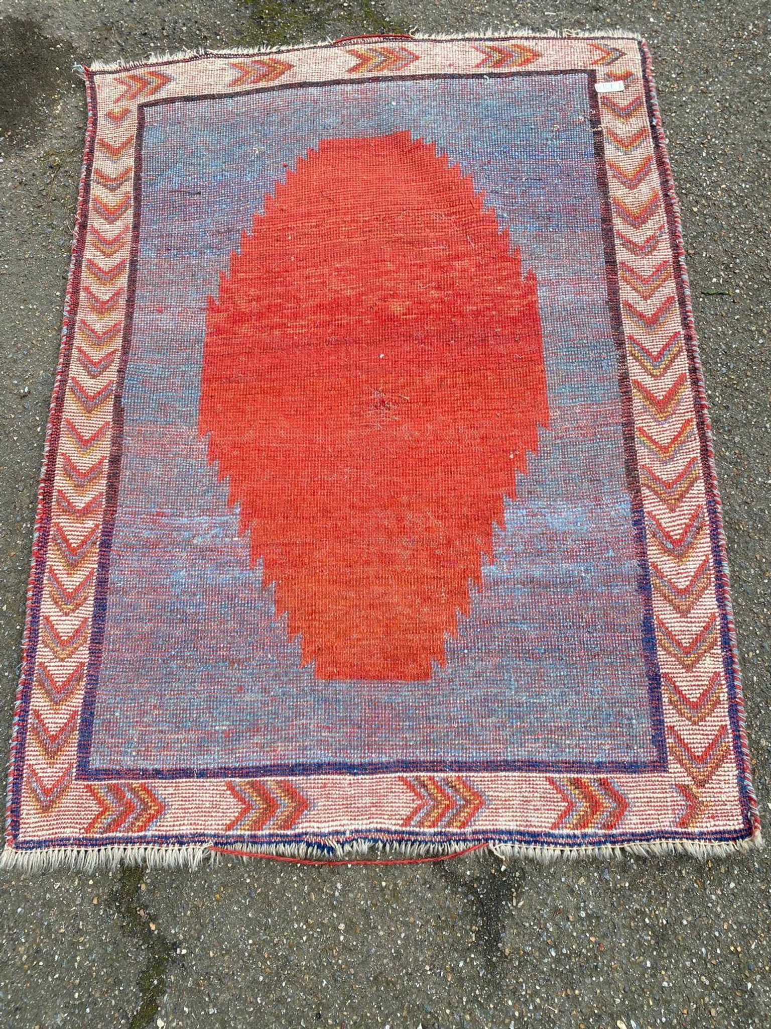 Handmade wool Berber rug with long pile, 110x150cm.